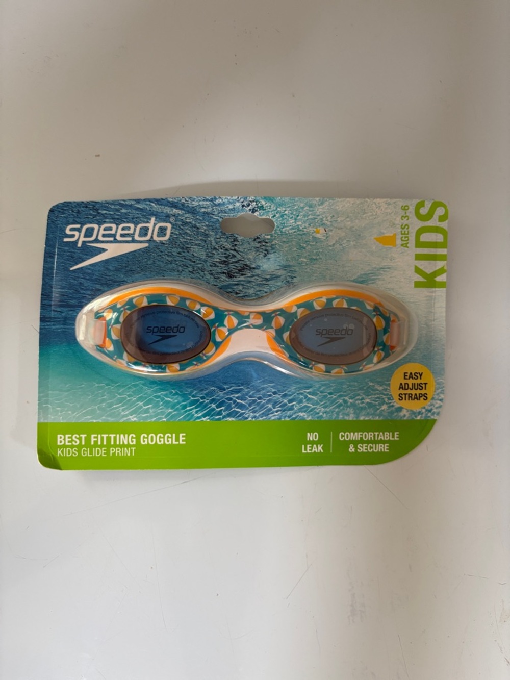 Speedo Kids Swim Goggles - Orange & Teal Pattern